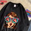 Lässige Damen-T-Shirts Lustige Comic-Drucke Amerikanische Frauen Oberteile Rundhals Weich Kurzarm Mode Damenbekleidung