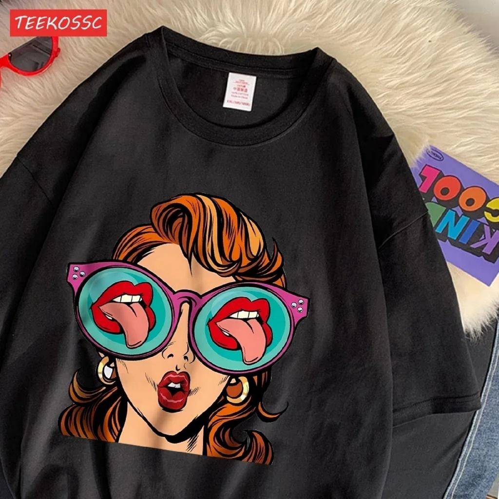 Lässige Damen-T-Shirts Lustige Comic-Drucke Amerikanische Frauen Oberteile Rundhals Weich Kurzarm Mode Damenbekleidung