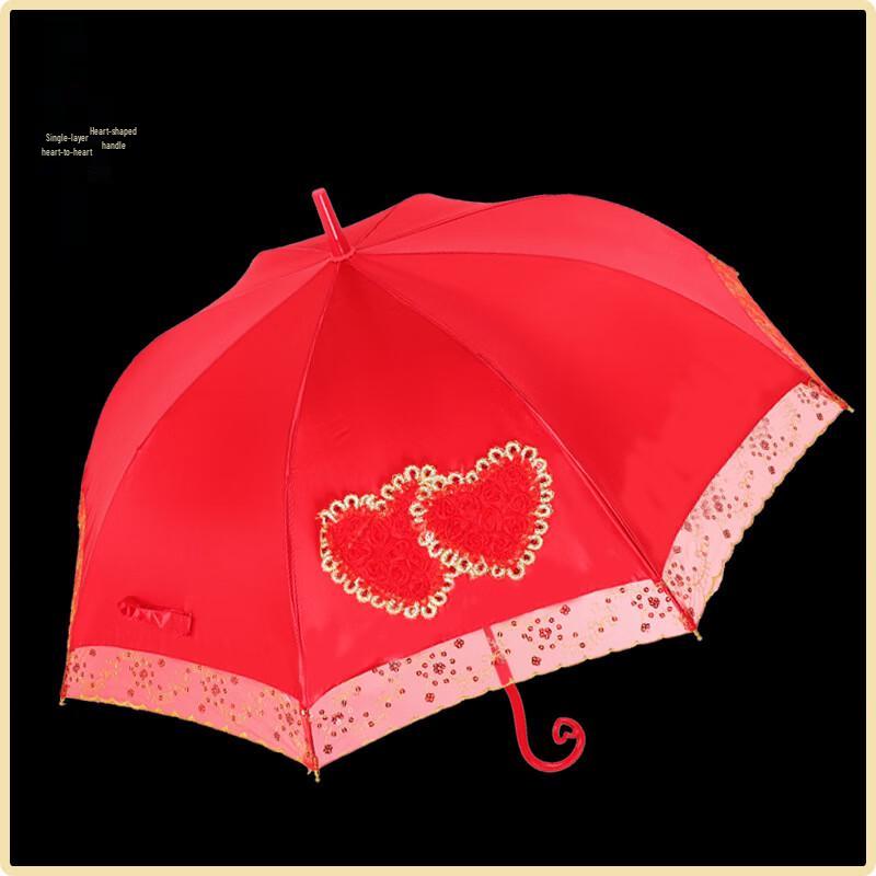 NANQIAO Hochzeit Roter Herzgriff Stockschirm