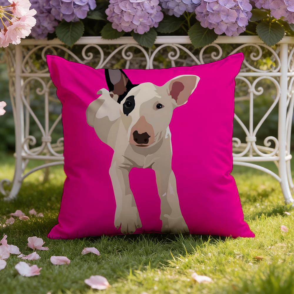 Cartoon Bull Terrier Series Cushion Cover Home & Car Dual-Scene Pillow Cover: Reversible for Premium Comfort