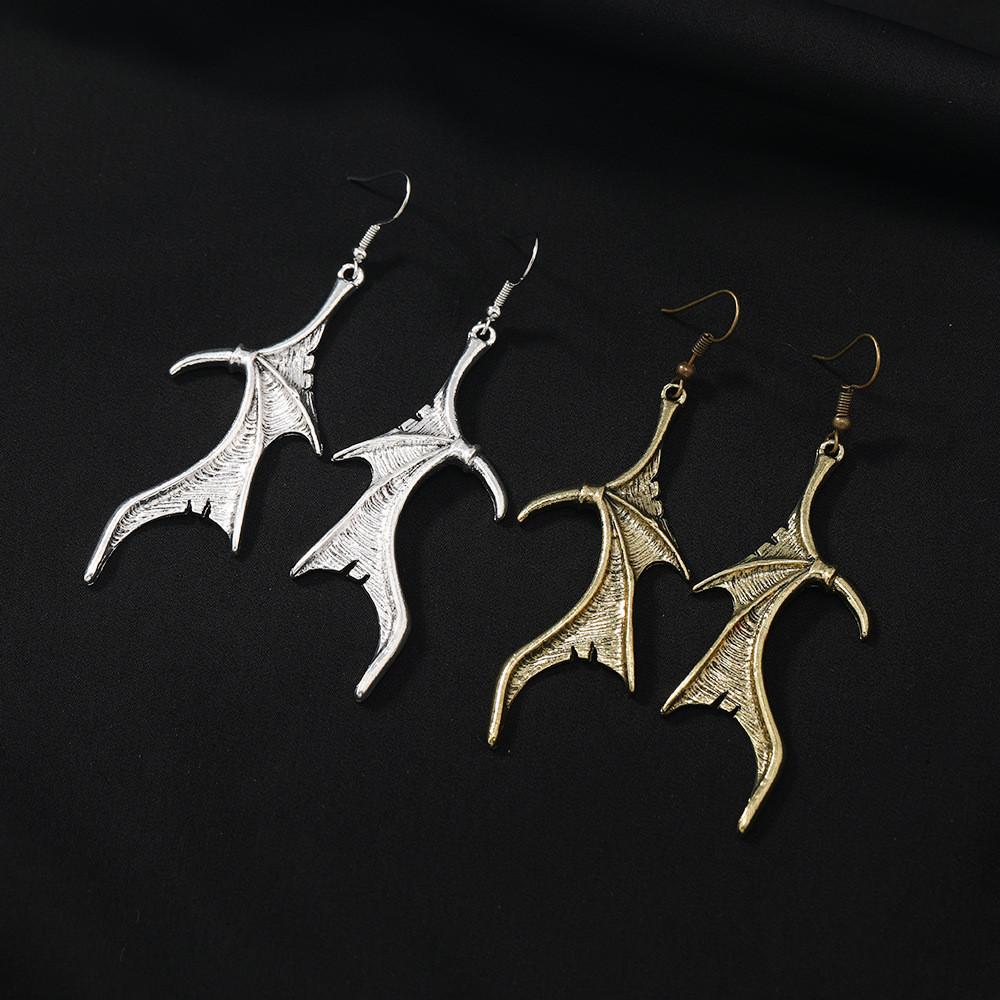 Dark Gothic Jewelry With Bat Skull Alloy Earrings For Women Halloween Style