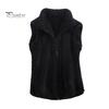 Autumn Winter Coat Women Waistcoat High Collar Neck Protection Soft Plush Zipper Sleeveless Blazer Closure Solid Color Cold Resistant Outdoor Vest
