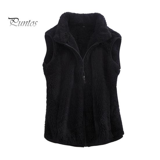 Autumn Winter Coat Women Waistcoat High Collar Neck Protection Soft Plush Zipper Sleeveless Blazer Closure Solid Color Cold Resistant Outdoor Vest