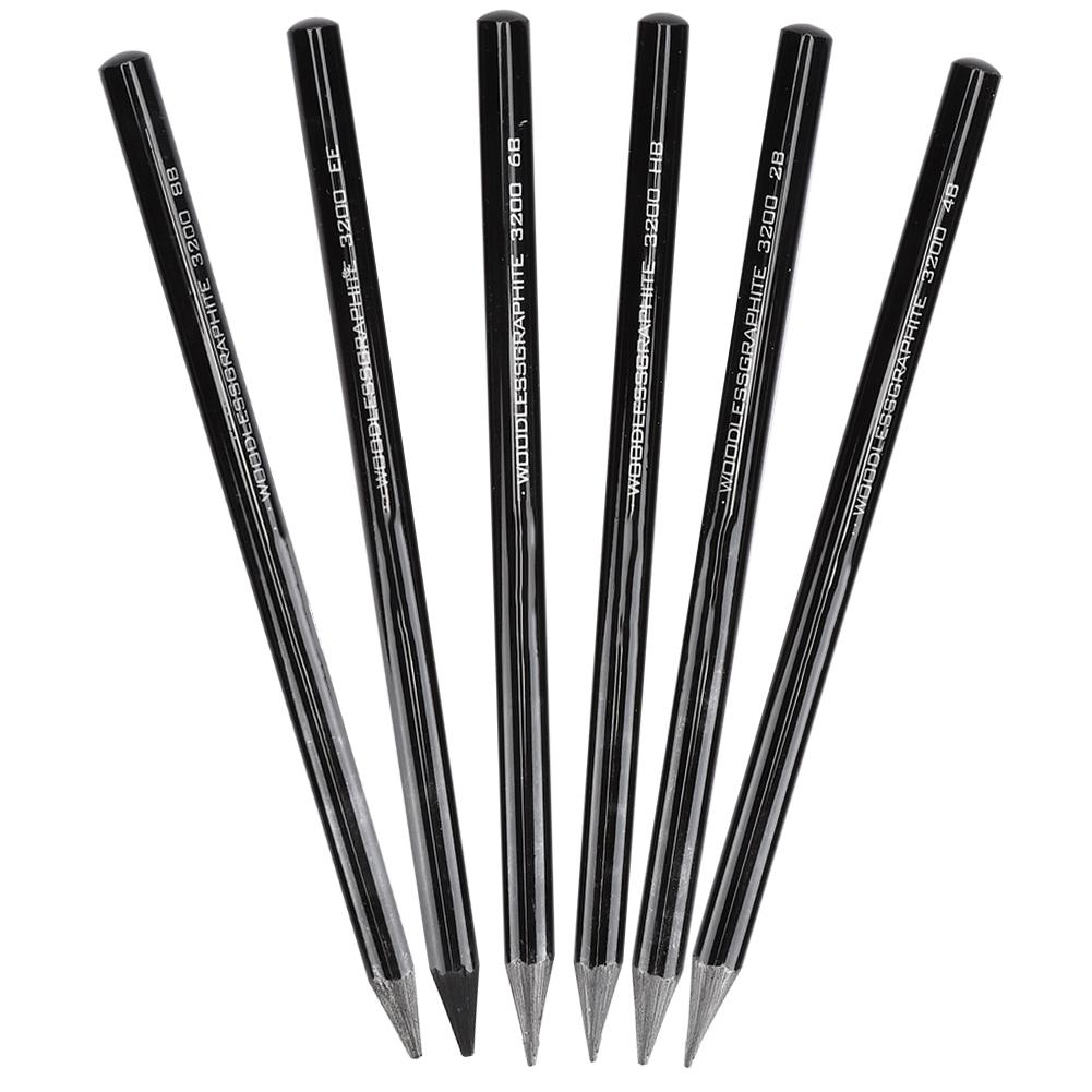 6 Stück Kohle Skizzenstift Professioneller Holzmalstift Schreibwaren Kunstbedarf 2B 4B 6B 8B EE HB