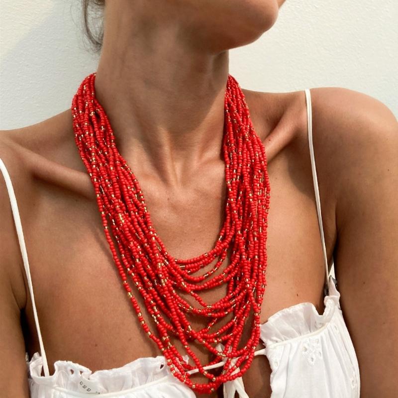 Elegant Beads Necklace Charm Necklace Beads Bracelet Multilayer Necklace Chain Necklace Suitable for Fashion Outfit