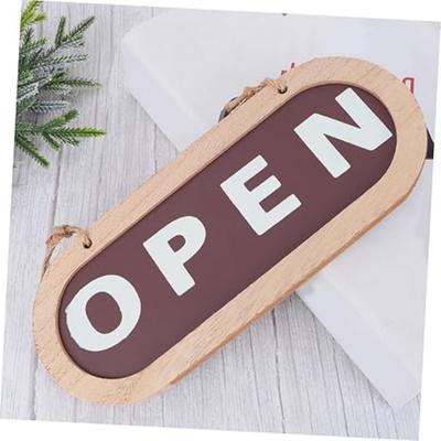 Wood Open Sign for Business Decorative Doorplate Practical Store Status Indicator Double-Sided