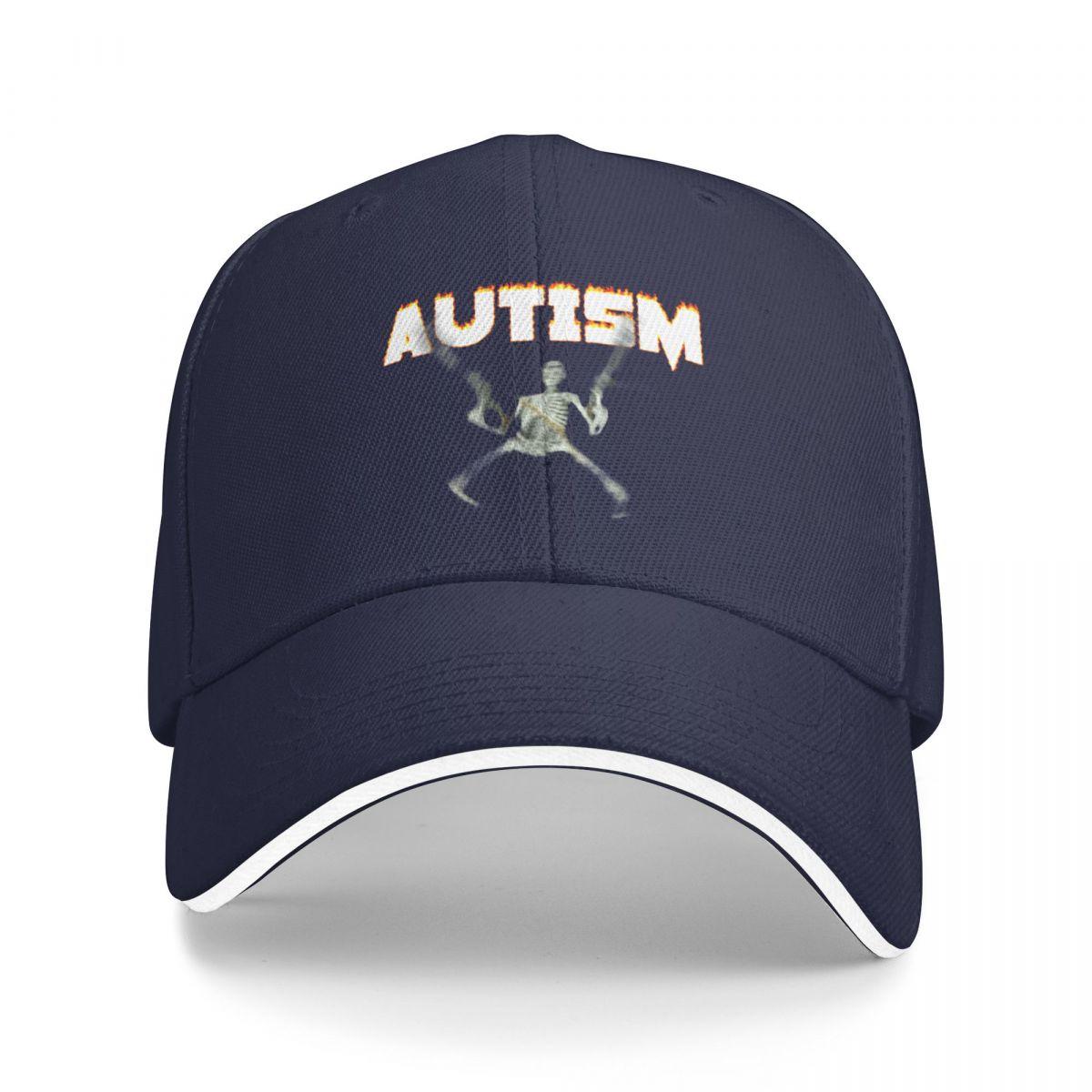 Baseball Caps Autism Skeleton Meme TShirt Humor Funny Skull Print Autism Awareness Graphic Graphic Men Women Outdoor Summer Cap One Size