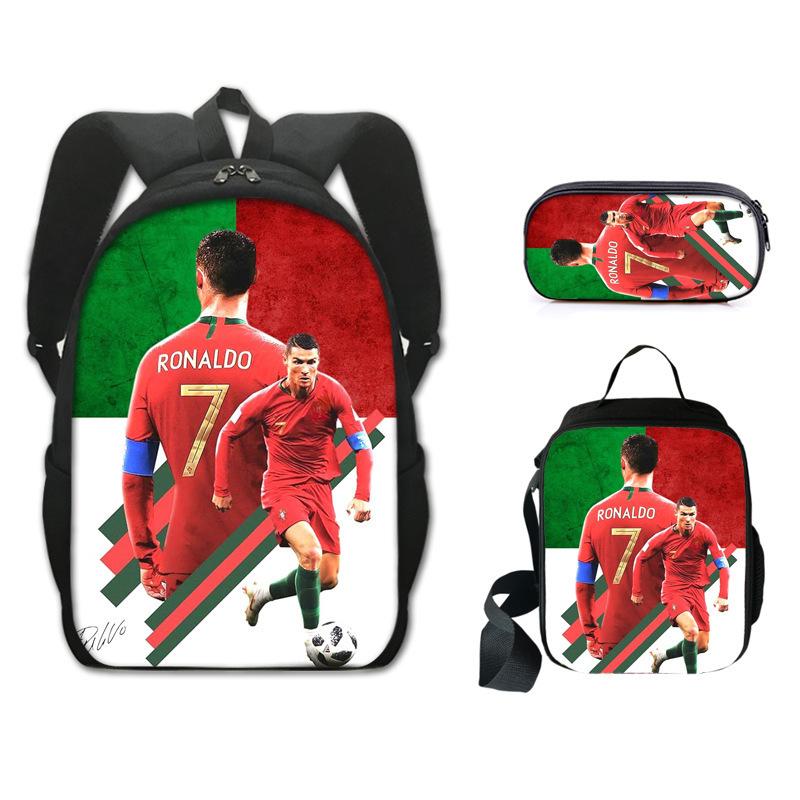 Set Zaino da Fan Coppa del Mondo 2026 Zaino 3 in 1 Borsa a Tracolla Astuccio Zaino Scolastico per Studenti Grande Capacità Tema Calcio