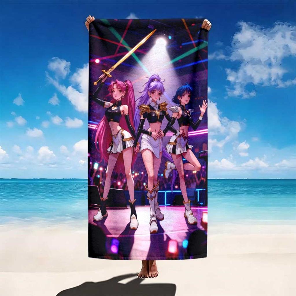 1pc Anime Girl Group Idol Microfiber Beach Towel Quick Dry Soft Absorbent Bath Towel for Teens Girls Summer Pool Swimming Gym
