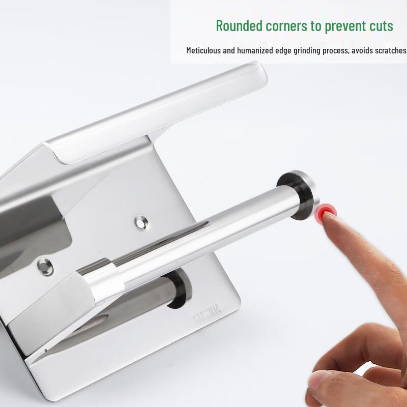 Stainless Steel Suction Cup Tissue Holder with Hooks