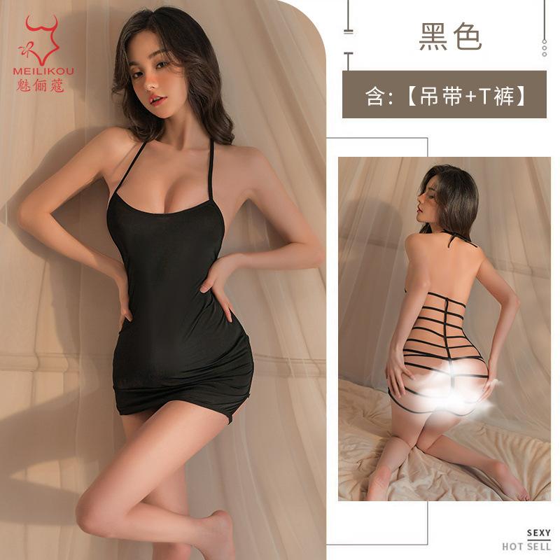 Sexy Underwear Sexy Hollow Beauty Back Skirt Women's Hot Suspender Nightdress Pure Desire Wind Uniform Temptation Pajamas