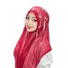 Msulim Hijab Women Beaded Flower Tassel Shawl Wrap Islamic Hat Stoles Headscarf Turban