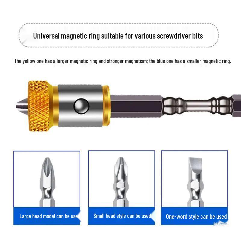 Universal Anti-Slip Magnetic Screwdriver Bit with Strong Magnetic Ring