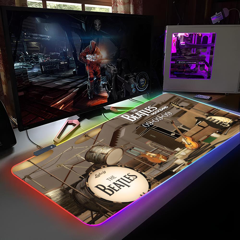 Band The B-Beatles Mouse Pad RGB Backlit Mouse Pad Laptop Mouse Pad Laptop Gamer Computer Desk Gaming Accessories RGB600x300x3mm