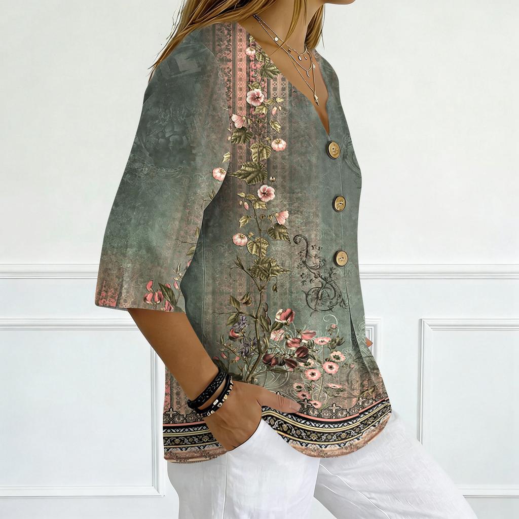 Women's Shirts Dressy Casual T-Shirts 3/4 Sleeve Tunic Tops Basic Tees Pullover Work Blouses
