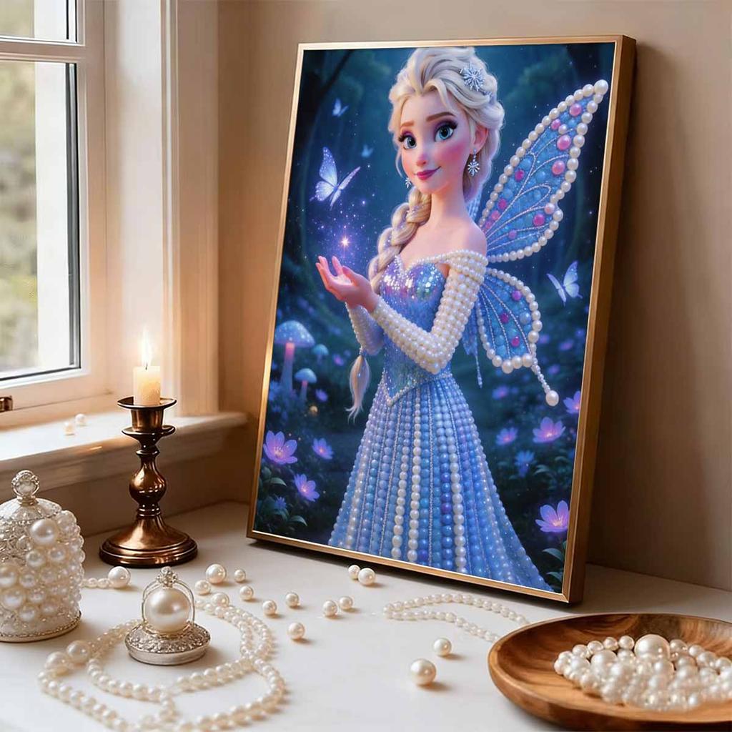 Disney Pearl Painting Frozen Elf Fairy Creative Art 5D Pearl Embroidery Cross Stitch Kit Handmade DIY Home and Room Decor Gift