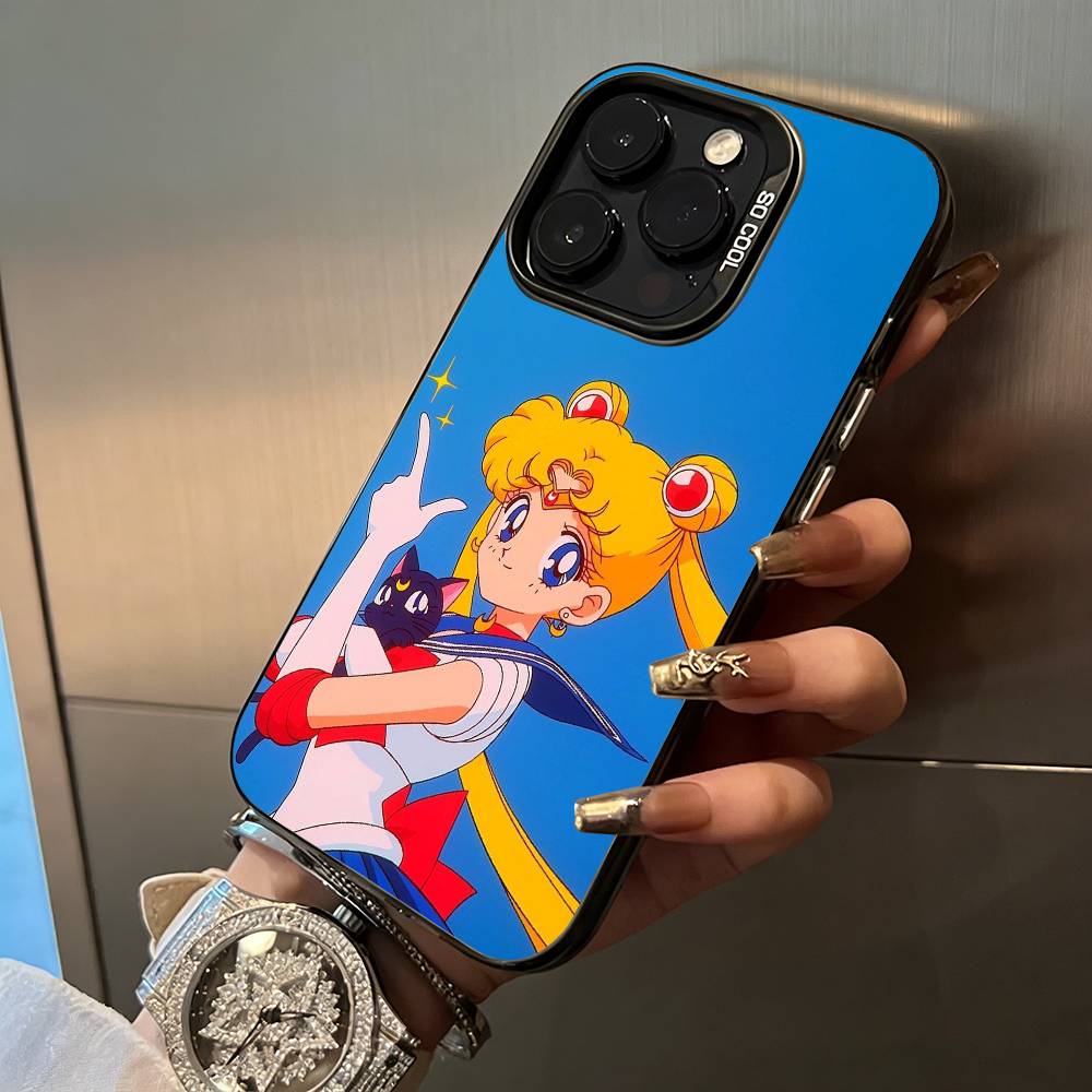 Sailor M-Moon-Usagi Tsukino For iPhone 17 16 15 14 13 12 11 Pro Max XS 17 Air Silicone Colored Silver Bumper Cover