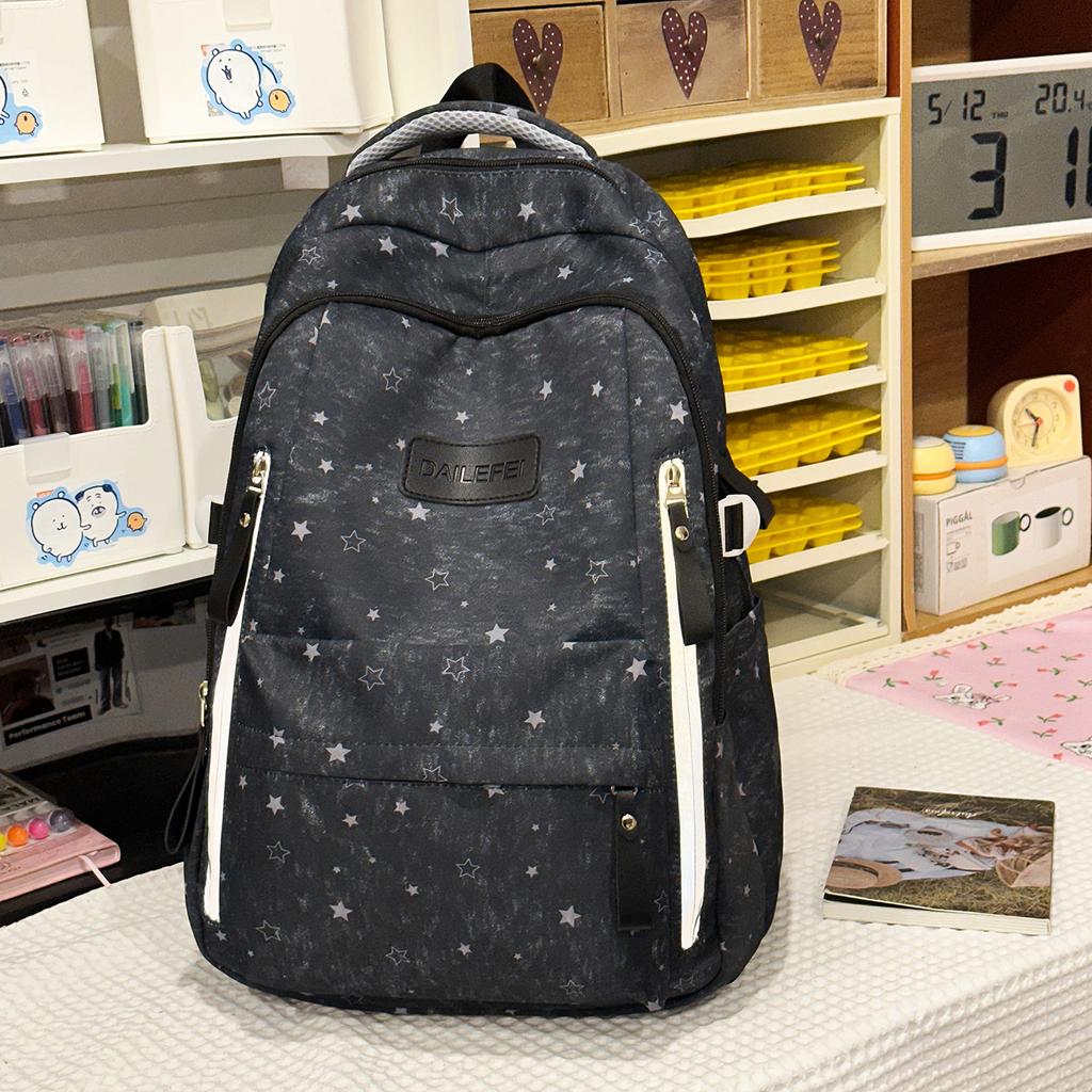 Schoolbag new ins wind three-piece schoolbag high value junior high school students large capacity load reduction nylon backpack