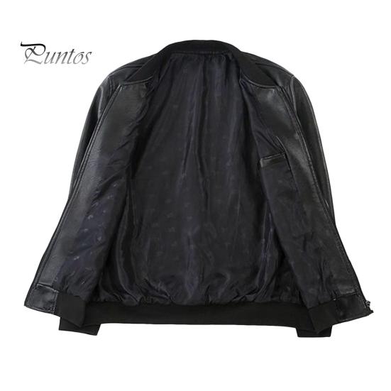 

Мужская куртка из искусственной кожи, приталенная куртка на молнии с воротником в стиле бейсбольной формы, теплая куртка на осень-зиму для занятий спортом, офисных вечеринок M чёрный