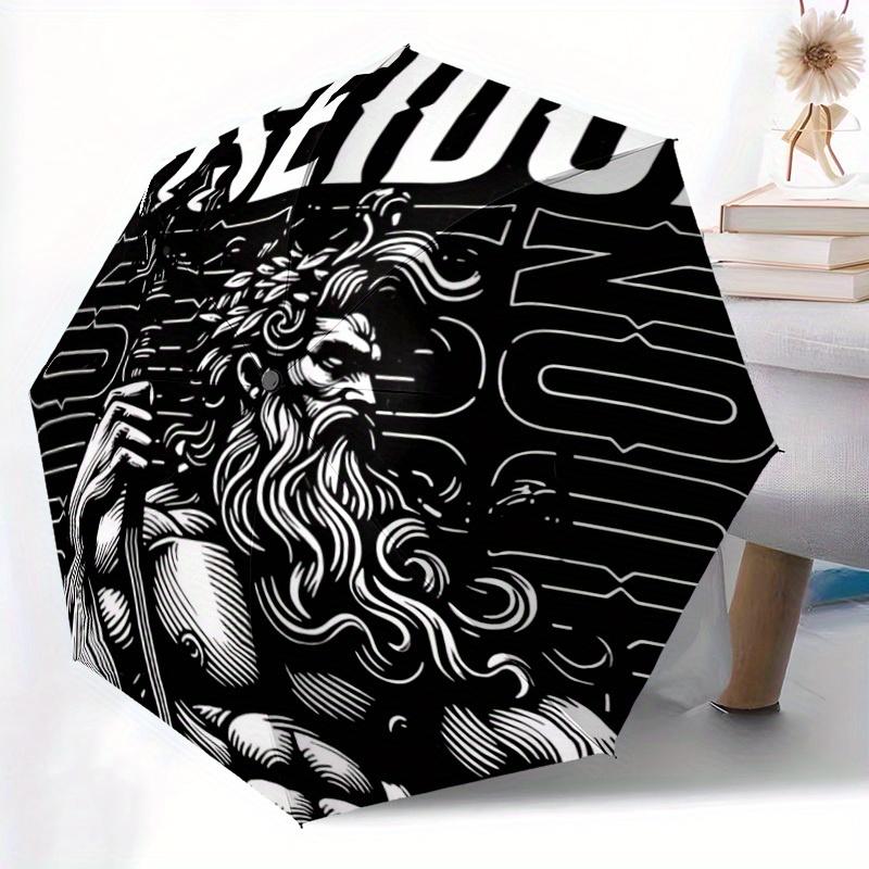 1pc Poseidon, Sea God Umbrella - 8-Rib Automatic Open/Close, Fashionable Compact Umbrella for Outdoor Adventures Yy250813123
