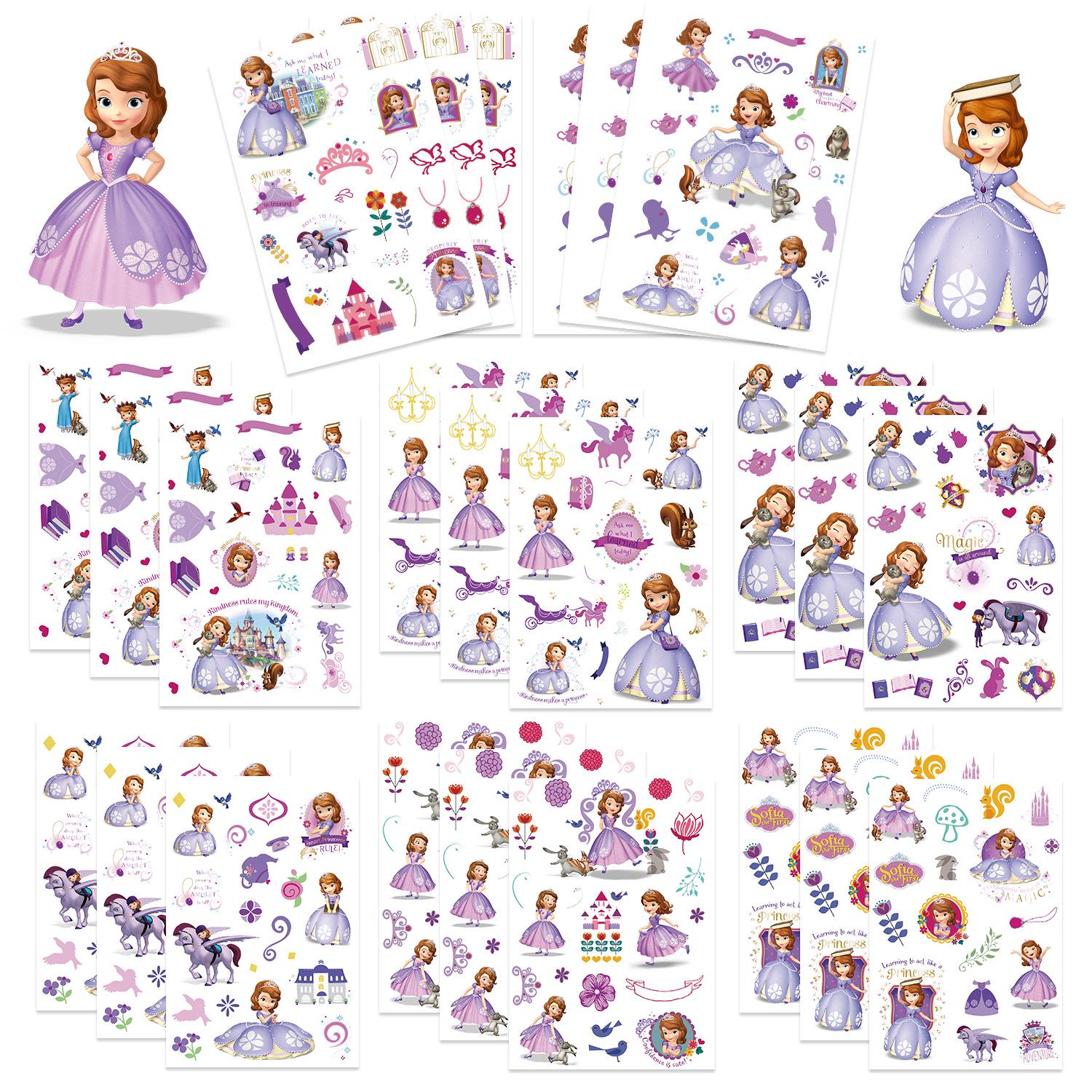 Little Princess Sofia Jigsaw Puzzle Stickers - 8 Sheets, Cartoon Character, Self-Adhesive, Waterproof. WTD058