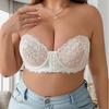 Europejski i Amerykański Biustonosz Koronkowy Sexy Bez Ramiączek Zapinany z Przodu na Guziki, Podtrzymujący Piersi, Przeciw opadaniu, Duży Rozmiar