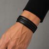 Men' Titanium Braided Leather Bracelet Adjustable Wrist Gift