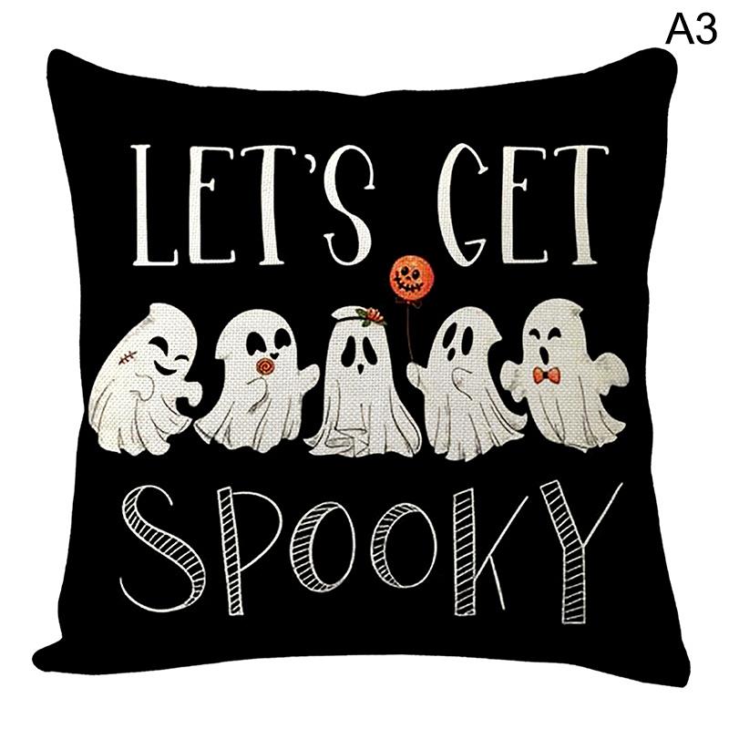 45*45cm Halloween Decoration Pillow Cover, Trick Or Treat Cushion Cover, Ghost, Pumpkin Head, Bat Decor Sofa Cushion Cover Decor