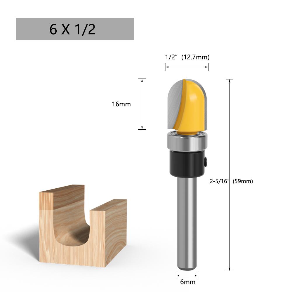 Shank 1-1/8 3/4 Inch Diameter Bowl Tray Router Bit Round Nose Milling Cutter With Bearing For Woodworking