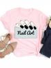 Maycaur New Nail Polishl Women's Fashion Tops 90s Girls Streetwear Casual Short Sleeve T-shirts Women's T-shirts Female Tops Tee