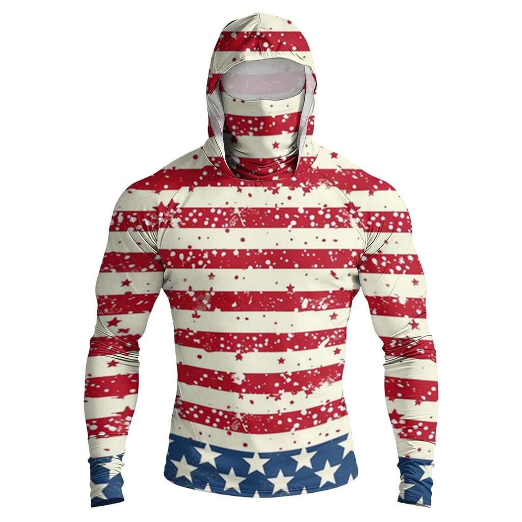 Men's Casual Raglan Sleeve Hoodie Long Sleeve Sun Protection Shirt Lightweight Breathable Outdoor Sportswear with Graphic Print