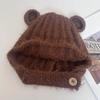 Sweet and cute bear ears knitted plush hat for women's autumn and winter new ear protection, cold protection and warmth Lei Feng hat