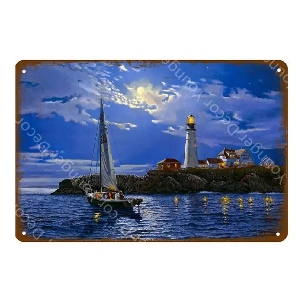 Metal Sign Vintage Sailboat Nautical Decor Maritime Gift Wall Art 20x30 Cm