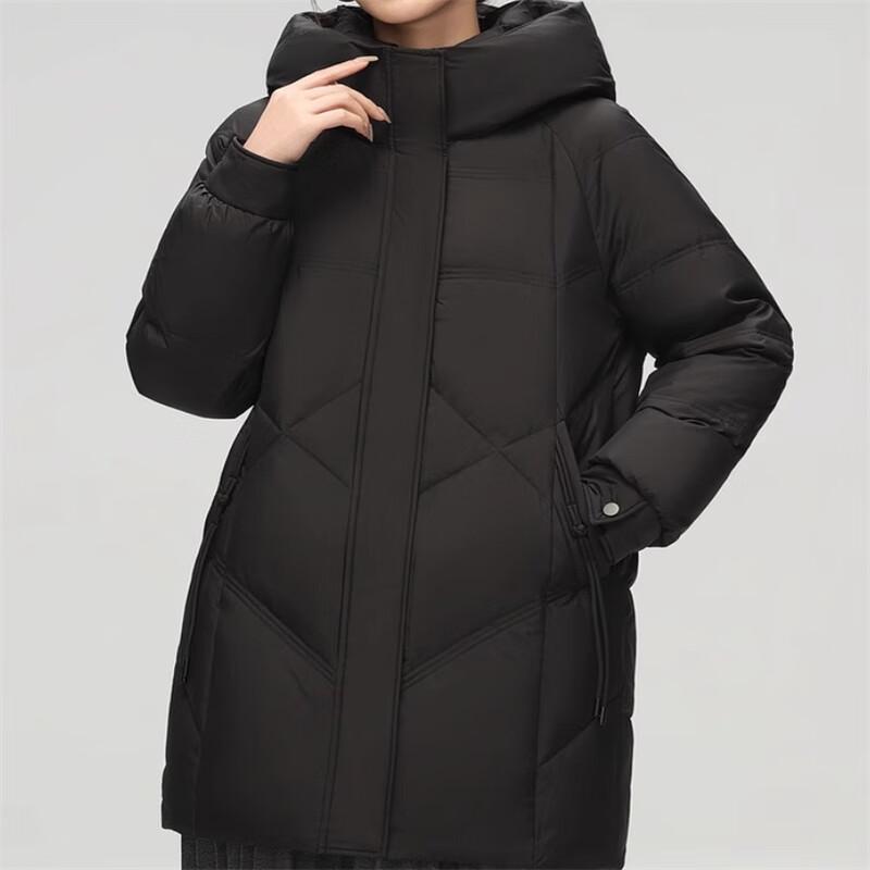 Xue Zhong Fei 2024 Winter Damen Midilange Daunenjacke mit Kapuze