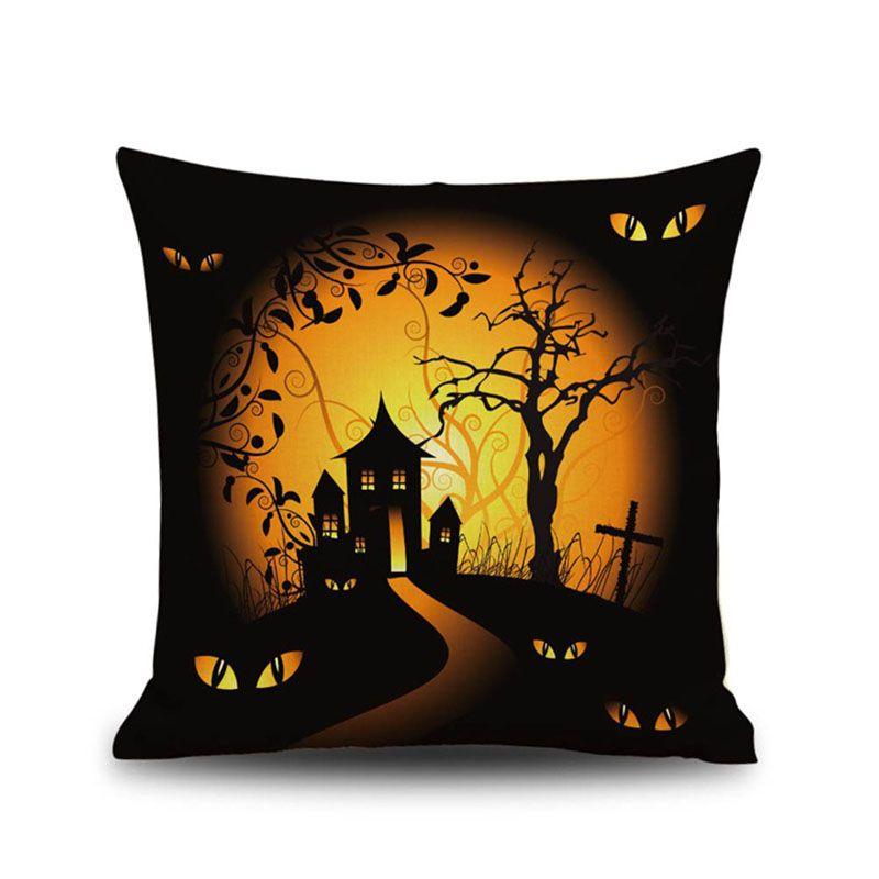 Stylish Invisible Zipper Halloween Cushion Cover For Sofa And Bed