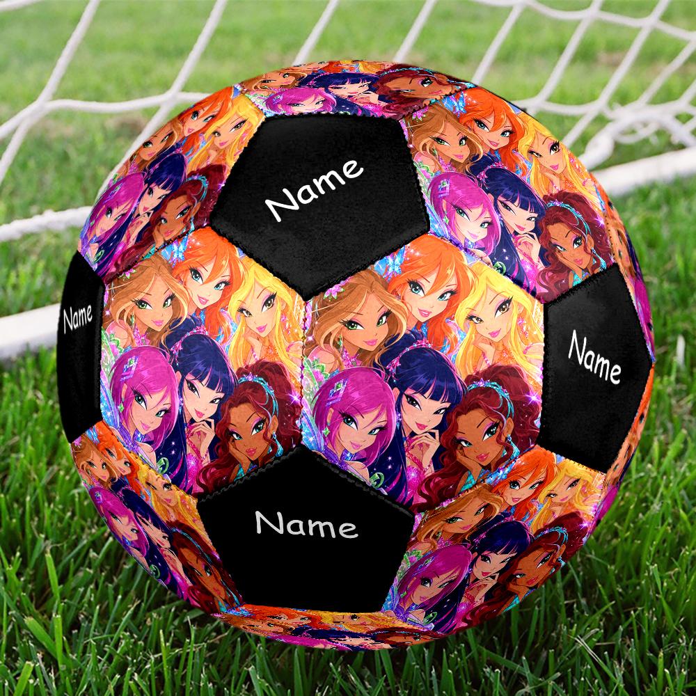 Custom Name Winx Club Theme Size 5 Soccer Ball, Suitable for Both Indoor and Outdoor Matches, a Gift Suitable for Everyone.
