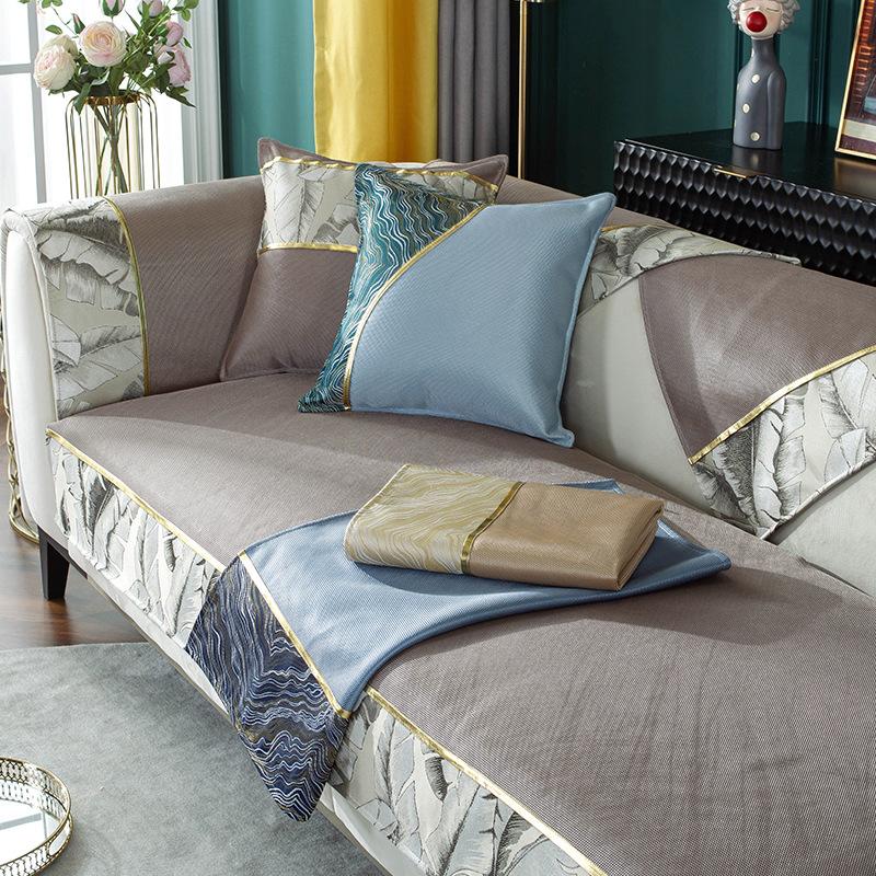 

Summer Ice Silk Sofa Cushion Non Slip Seat Mat Modern Solid Cover Simple Design Cool Comfortable 70*70cm