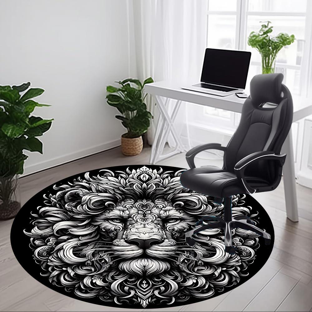 1PC Lion Head Ornament Chair Carpet for Office, Indoor Non-Slip Washable Carpet, Soft Comfortable Mat For Office Room Yy250930315