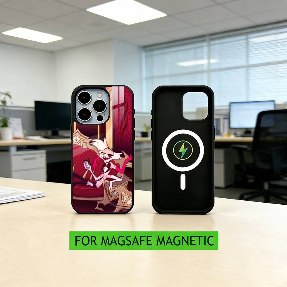 H-hazbin Hotel Angel Dust Phone Case For iPhone17,16,15,14,13,12,11 Plus,Pro Magnetic For Magsafe Wireless Charging