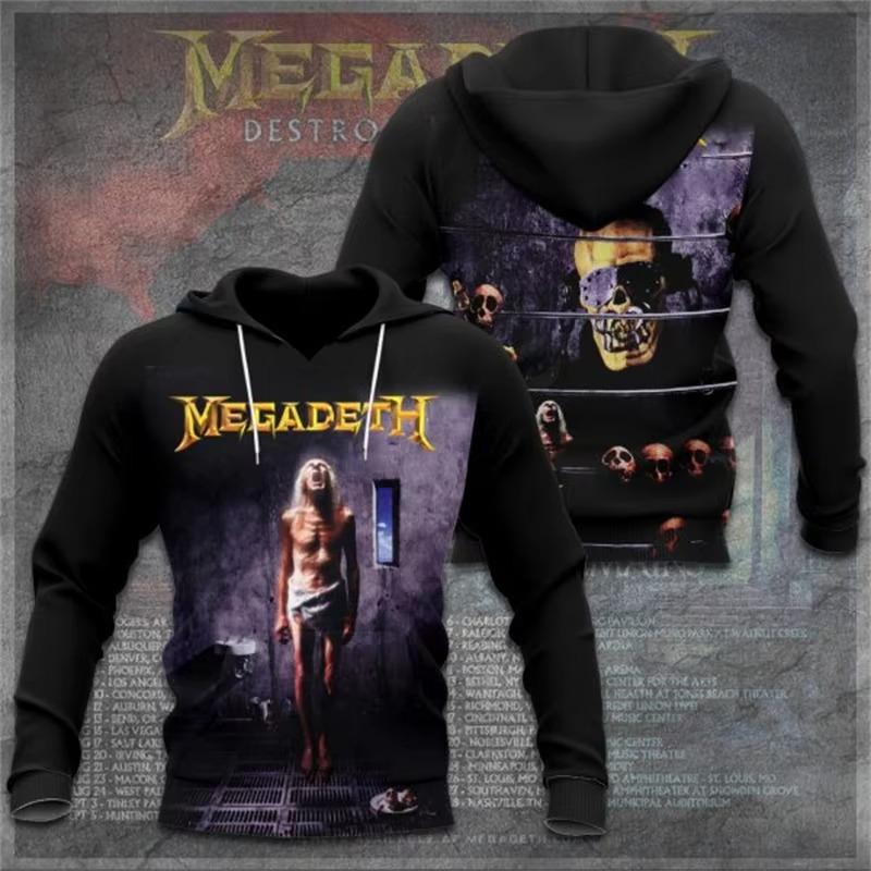 Rock Band Megadeth Hanorace cu Imprimeu 3D Bărbați Femei Modă Retro y2k Hanorac Grafic Hanorac Îmbrăcăminte Bărbați Trening Bărbați Cadou Fan