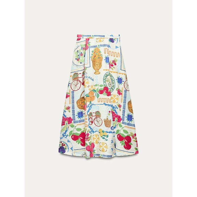 Za2024 Summer New Product Women's Clothes Sling Short Top 8730169 Patchwork Print Cape Skirt 8735169