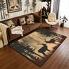 Erosebridal Farmhouse Deer Area Rug 5x7 for Living Room Camo Woodland Hunting Rugs for Bedroom Rustic Cabin Carpet Non Slip Wildlife Animal