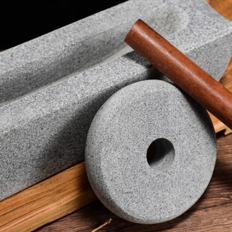 Natural Stone Mill Grinder Set Retro Chinese Traditional Manual Grinder Roller Tea Tray Seasoning Herbal Mills Machine Decor