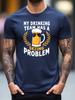 Unisex Cotton Tee Beer Skiing Slogan Graphic Short Sleeve Crew Neck Casual Street T Shirt For Outdoor Beer Fans Summer Daily Tops
