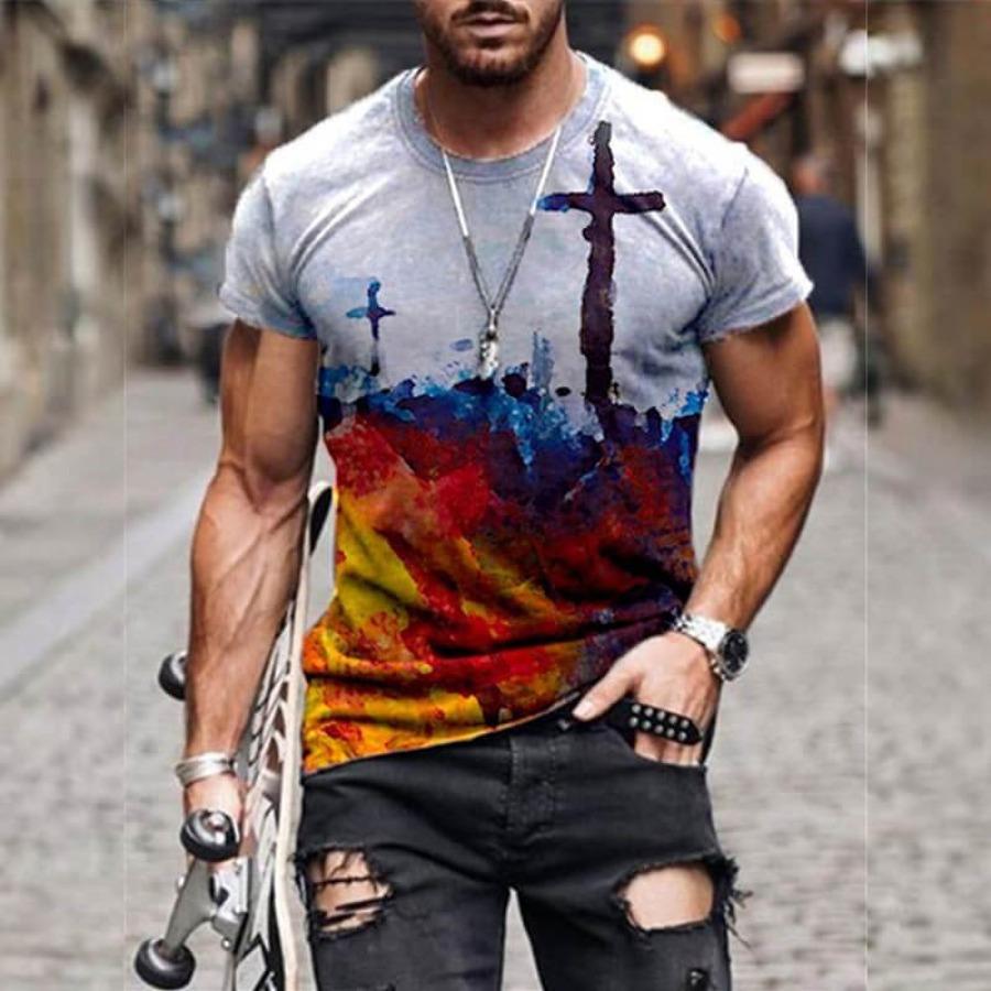 3d Print T Shirt Short Sleeve Top Men's Summer Round Neck Tees Plus Size Men Simple T Shirts