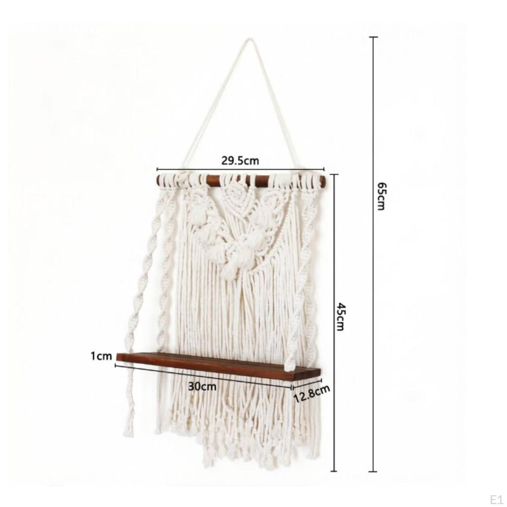 Macrame Shelf Decor Fringe Wall Wood
