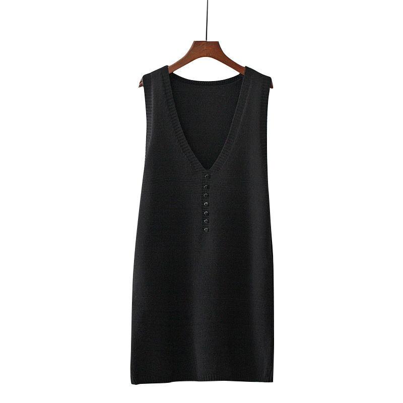 

Женские свитера, свитер, жилет, женский тонкий вязаный свитер средней длины с v-образным вырезом без рукавов, весенне-осенний женский пуловер M