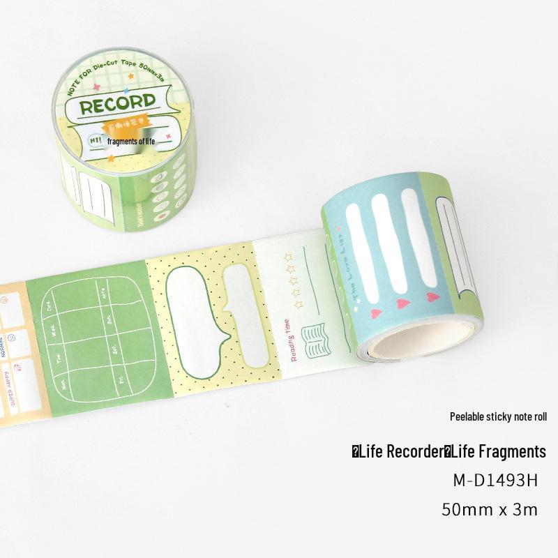 Tearable Sticky Notes Roll - Life Recorder Series: Simple Artistic Pattern Reminder Stickers for Students