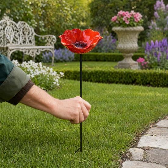 2Pcs Flower Stake Bird Garden Stake Outdoor Bath Metal Flower Bird Bath Pollinator