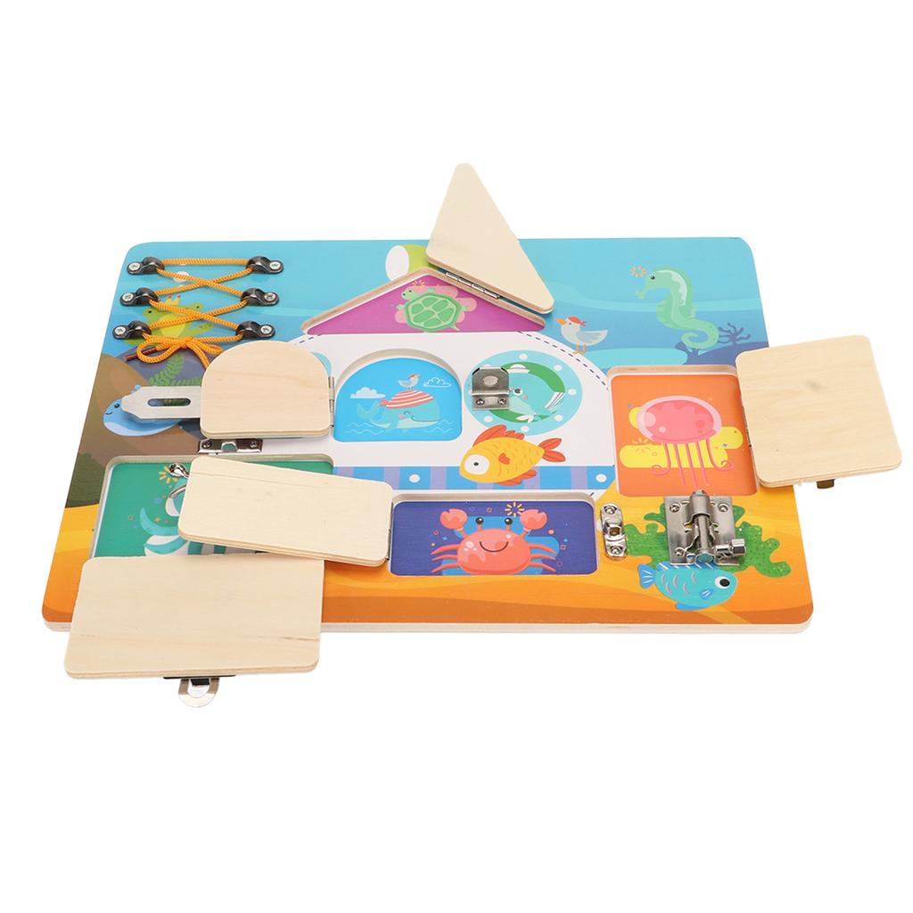 Wooden Activity Board for Toddler Exercise Hand Eye Coordination Marine Theme Sensory Board for Kind